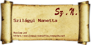 Szilágyi Nanetta névjegykártya